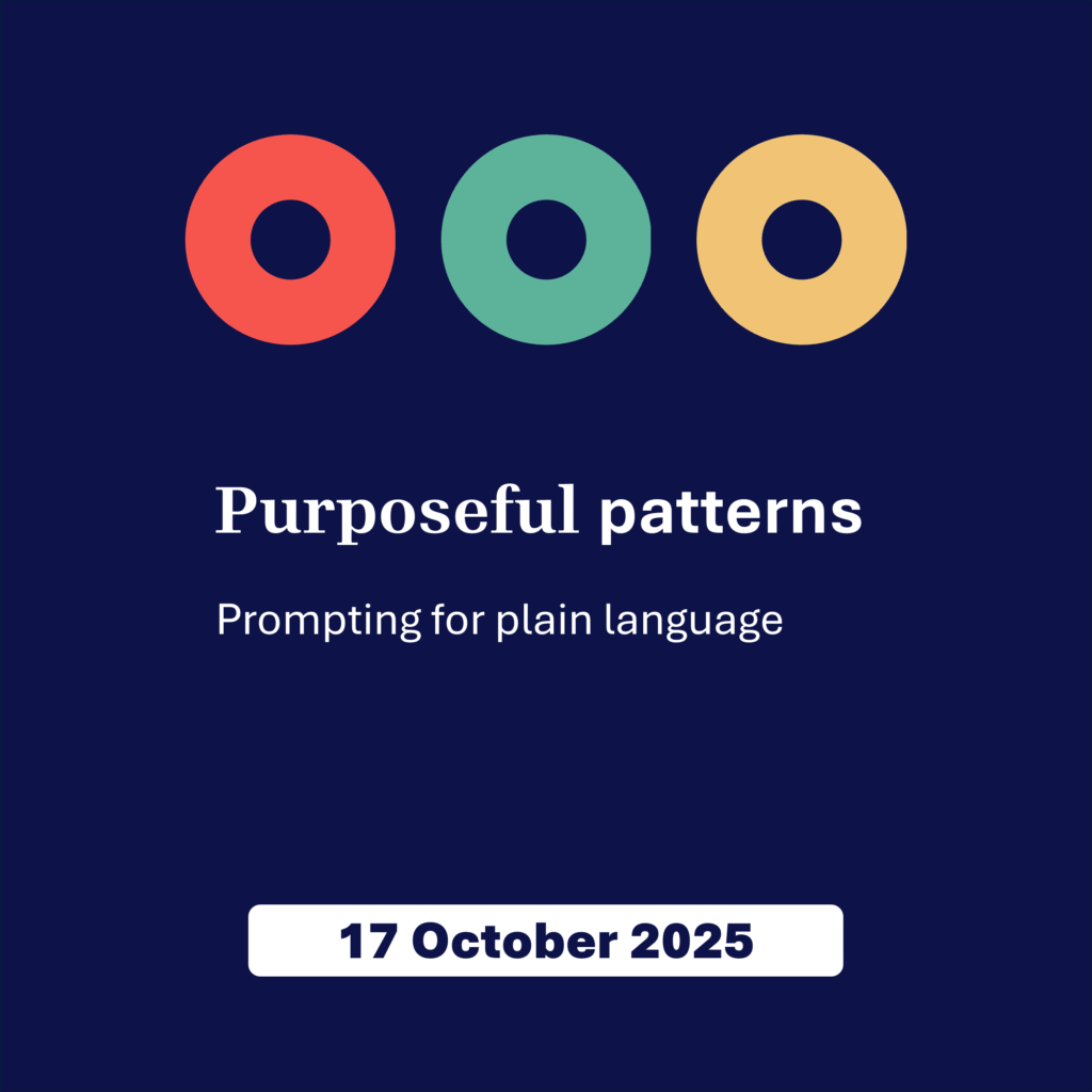Prompting for plain language, Workshop on October 25